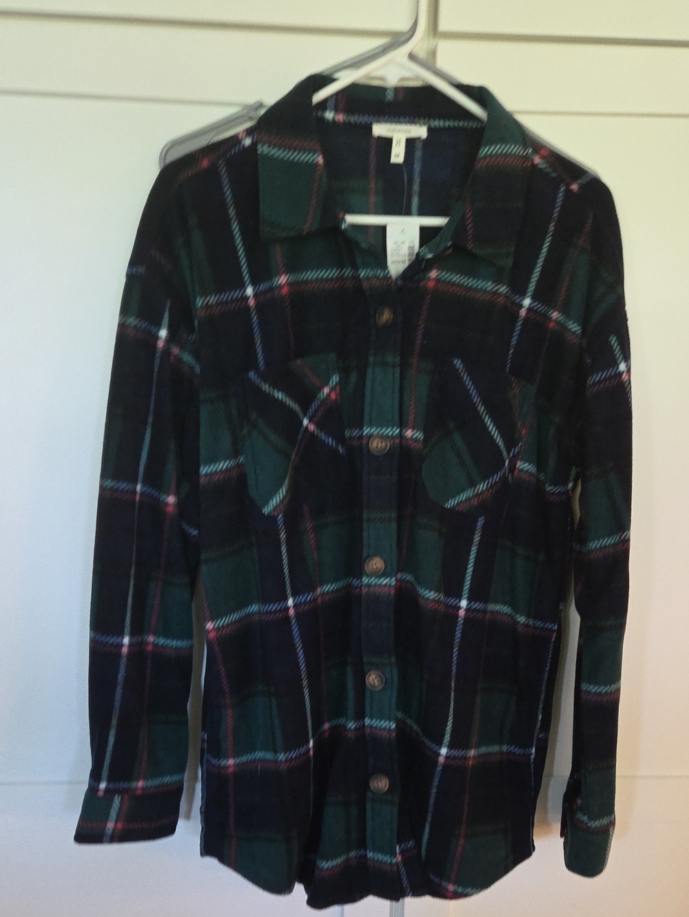 Maurices Green Plaid Button-Front Shacket